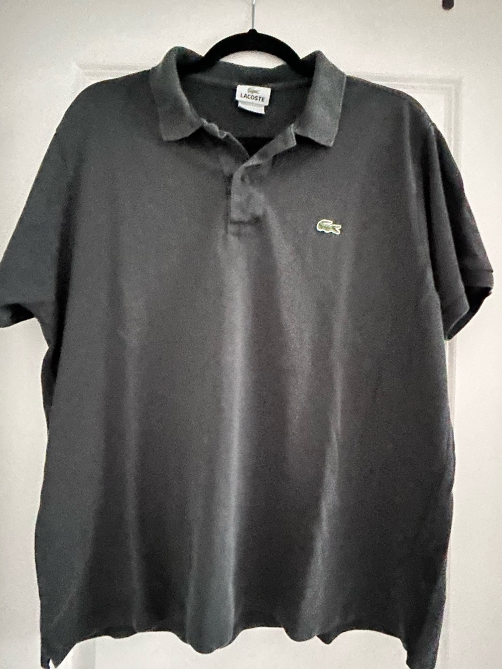 Lacoste Men’s Dark Gray Polo with Green Crocodile Logo